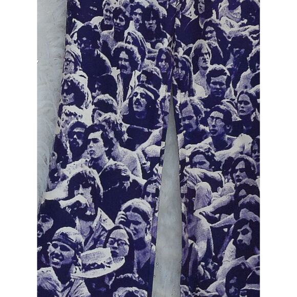 Vintage 1970s Campus Slacks Baron Wolman Woodstock Photo Print Bell Bottom Jeans - Picture 9 of 16